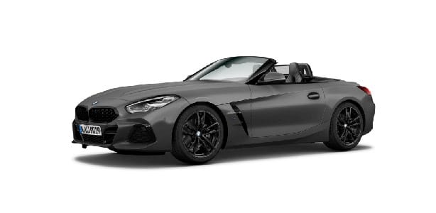 BMW Z4 Roadster in der Farbe Dunkelgrau als Neuwagen in Frontansicht ohne Hintergrund