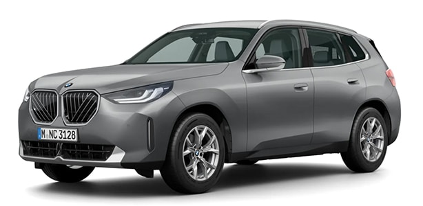 BMW X3 in der Farbe Grau als Neuwagen in Frontansicht ohne Hintergrund