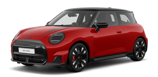 MINI John Cooper Works Electric in der Farbe Rot als Neuwagen in Frontansicht ohne Hintergrund