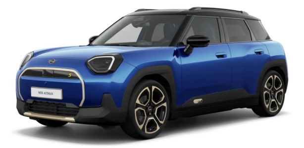 MINI Aceman in der Farbe Blau als Neuwagen in Frontansicht ohne Hintergrund